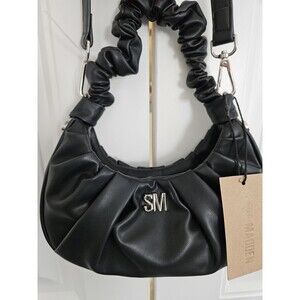NWT Steve Madden Black Ruched Strap Hobo Detachable Crossbody Corinne